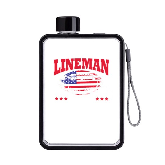 4th Of July US Flag Football Lineman Brick Wall Flat Water Bottles