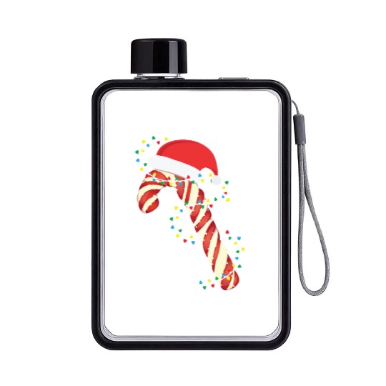 Christmas Candy Cane Santa Xmas Kids Toddler Youth Flat Water Bottles