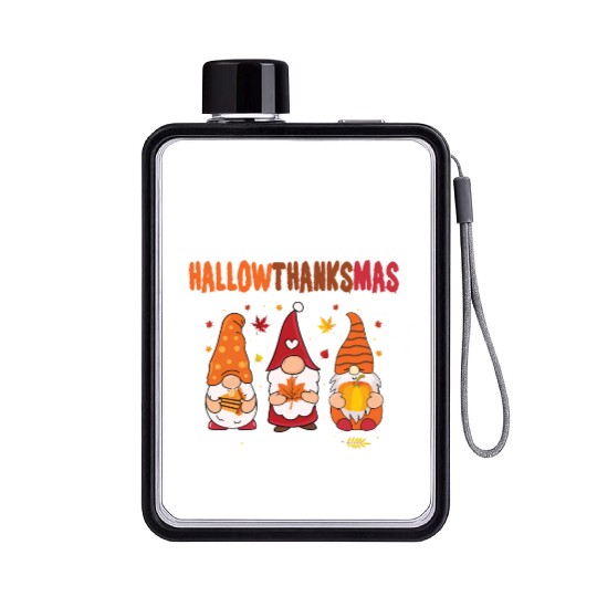 Happy Hallowthanksmas Gnome Flat Water Bottles Funny Gnome Love