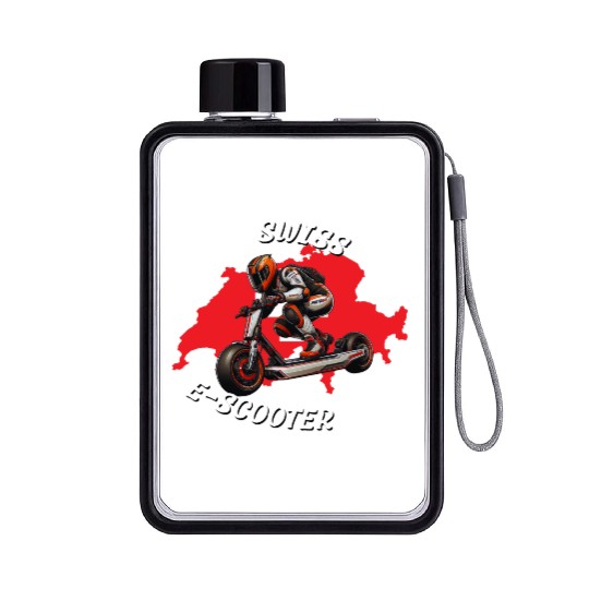 Swiss e-scooter rider Switzerland sport desing Flat Water Bottles