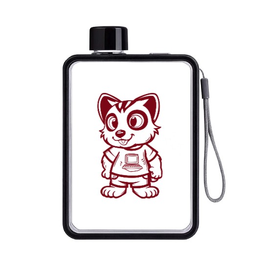 Cute Animal Wears Computer Flat Water Bottles Vector One Color