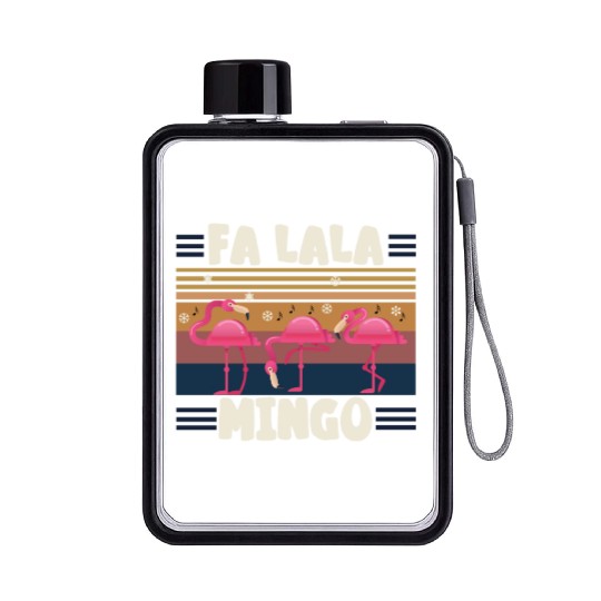 Candy Cane Flamingoes Fa La La MINGO Flamingo Flat Water Bottles