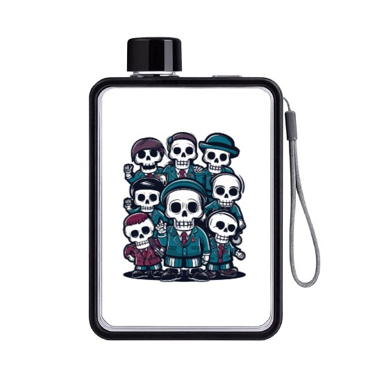 Back To School Skeletons Flat Water Bottles