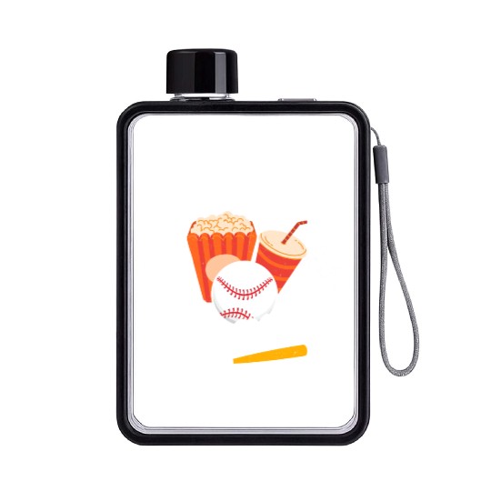 I'm Just Here For The Snacks Sport Fan Baseball Flat Water Bottles