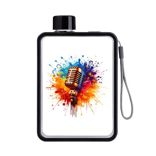vintage style microphone Flat Water Bottles