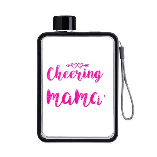 Loves Cheer Mom Cheerleading Mommy Mother's Da Flat Water Bottles