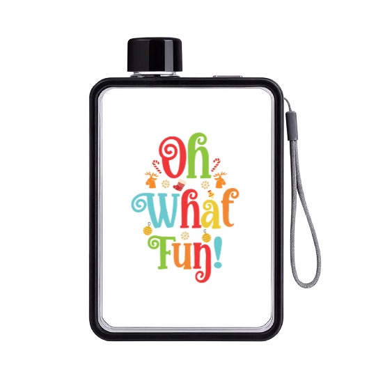 Oh What Fun Christmas Flat Water Bottles With Wreath And Tree