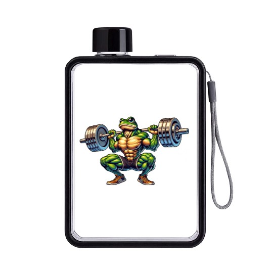 Frog Toad Fitness Barbell Gym Workout Training Flat Water Bottles