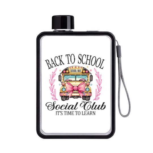 Back to School Bus Soociial Clubb Retro Flat Water Bottles