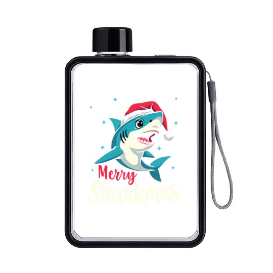 Merry Sharkmas Santa Shark Flat Water Bottles