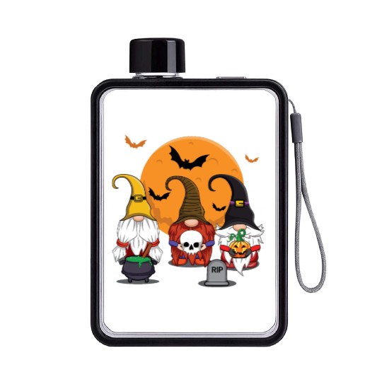 Halloween Gnomes Witch Cute Creepy Halloween Flat Water Bottles