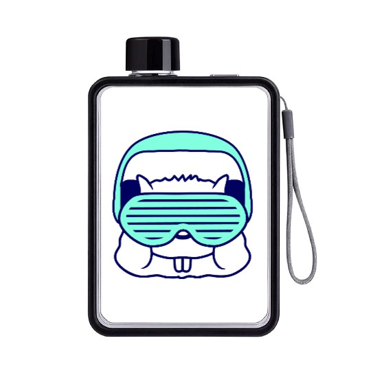 Cute DJ Hamster Party Animal Guinea Pig Pet Face Flat Water Bottles