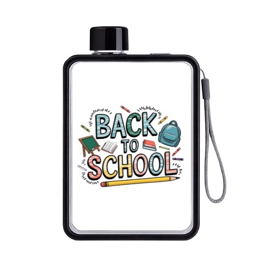 back to school on kids Flat Water Bottles