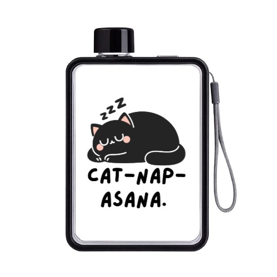 Lazy Cat Cat-Nap-Asana yoga Flat Water Bottles