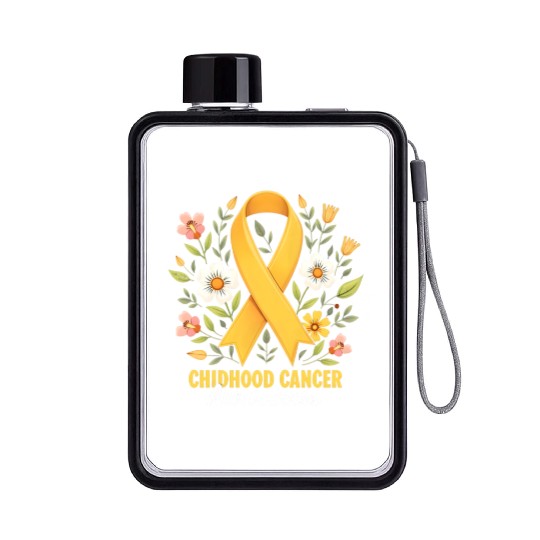 Childhood Cancer Awareness Hippie Flower Ribbon Flat Water Bottles