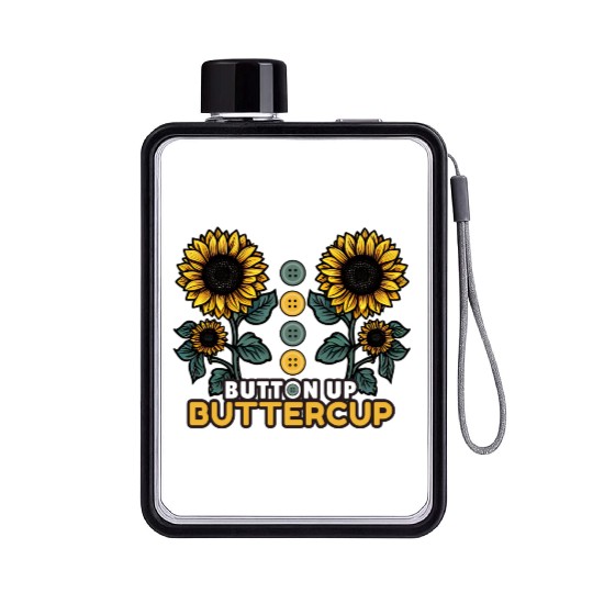 Button Up Buttercup Flat Water Bottles