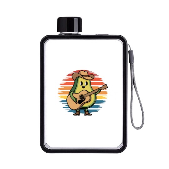 Strum What You Guac - Fun Avocado Guitar Design Flat Water Bottles