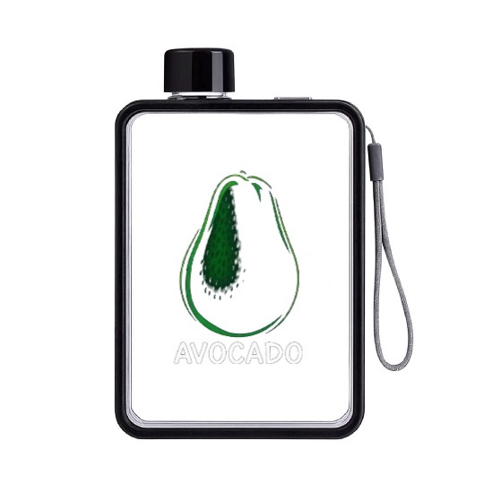 Avocado food art vegan design 9 Flat Water Bottles