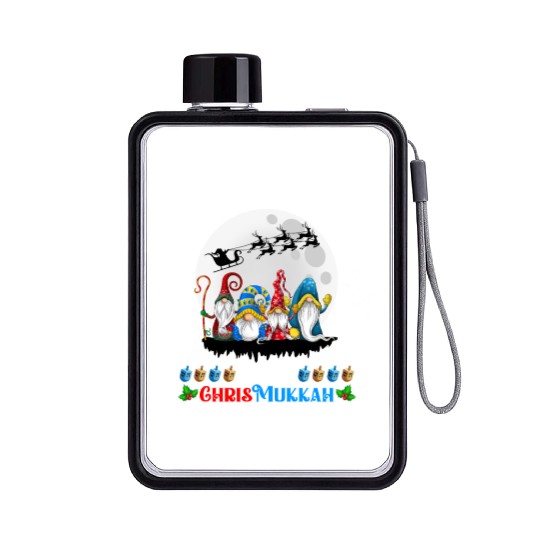 Happy Chrismukkah Gnomes Christmas Hanukkah Flat Water Bottles