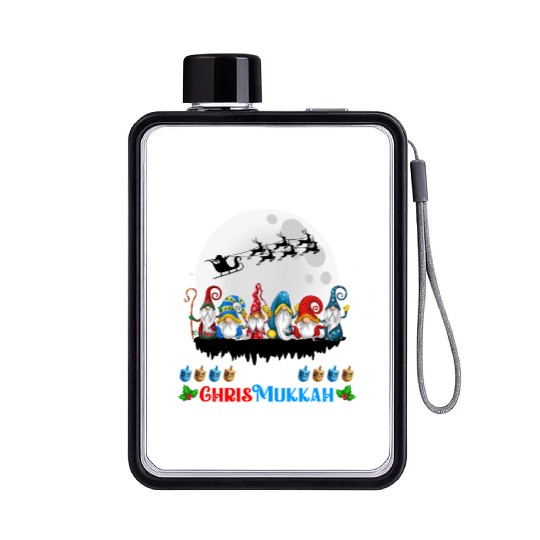 Happy Chrismukkah Gnomes Christmas Hanukkah Flat Water Bottles