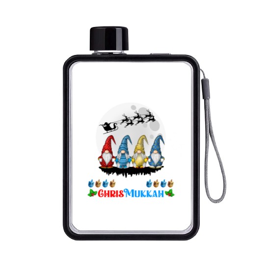 Happy Chrismukkah Gnomes Christmas Hanukkah Flat Water Bottles