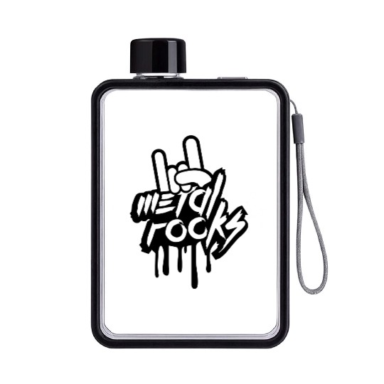 Heavy metal rocks graffiti spray drop hand gesture Flat Water Bottles