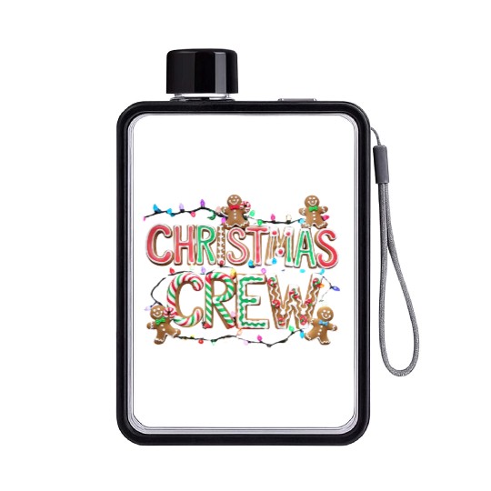 Gingerbread and Candy Christmas Crew with Lights Flat Water Bottles