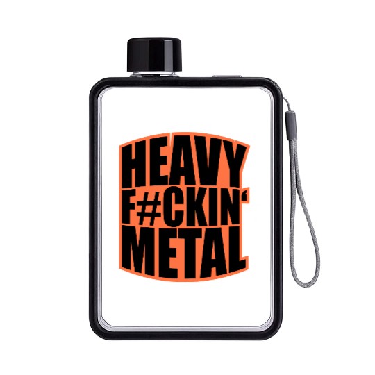 Heavy F#ckin' Metal Hard Rock Fun Music Text Quote Flat Water Bottles