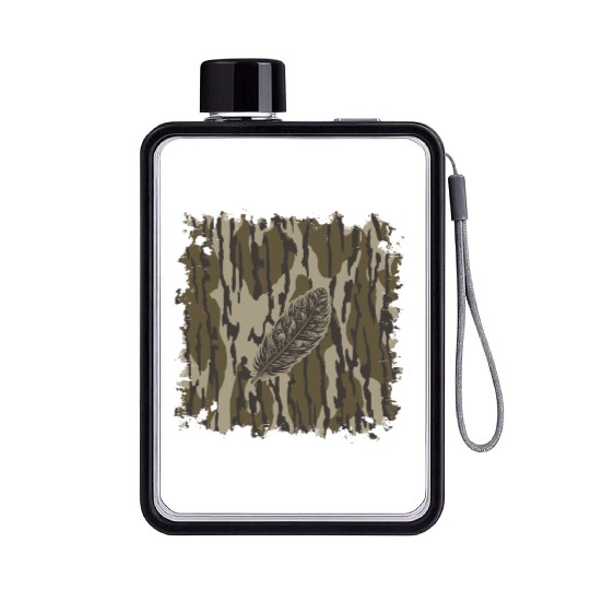 Turkey Feather Bottomland Camo Forest Camouflage Flat Water Bottles