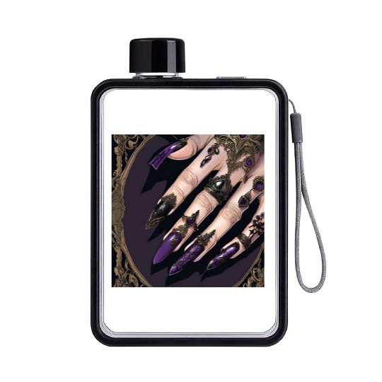 Gothic Fantasy Halloween Nails Flat Water Bottles