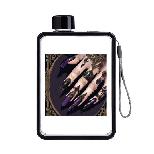 Gothic Fantasy Halloween Nails Flat Water Bottles
