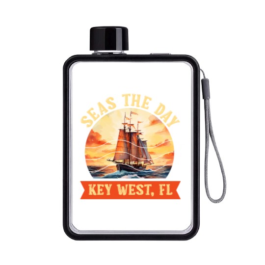 Florida Keys SEAS THE DAY IN KEY-WEST FLORIDA Flat Water Bottles