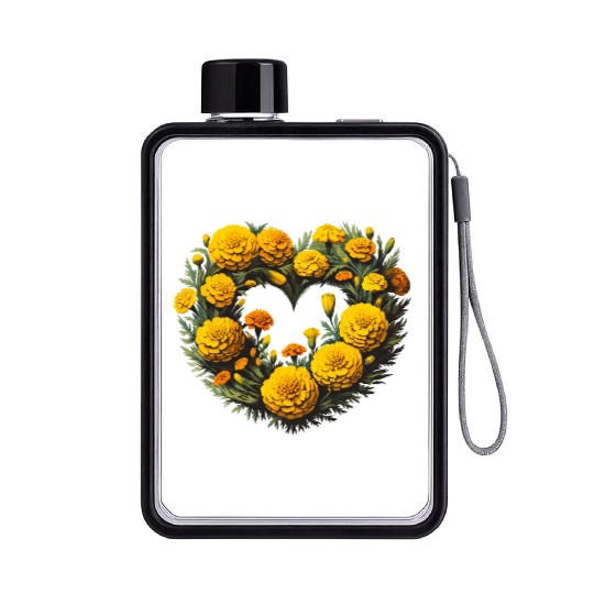 Marigold Flowers Flat Water Bottles
