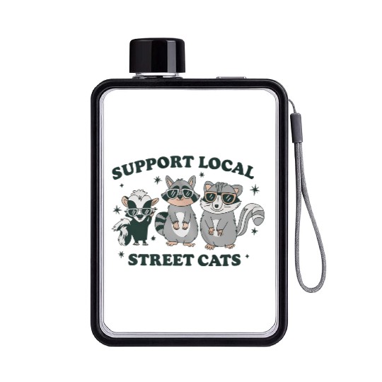Support Local Street Cats Skunk Raccoon and Possum Flat Water Bottles
