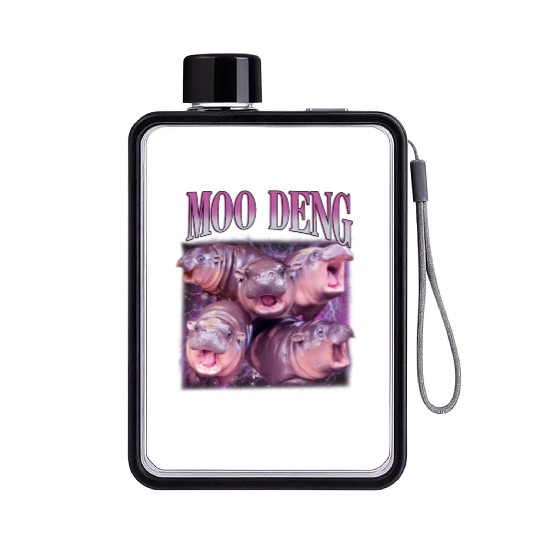 I Love Moo Deng Bootleg I love you Bouncy Pig Flat Water Bottles