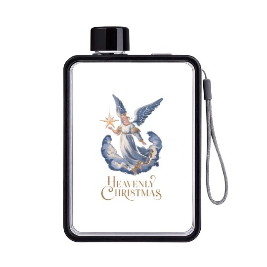Heavenly Christmas Angel with Star Holiday Art Flat Water Bottles