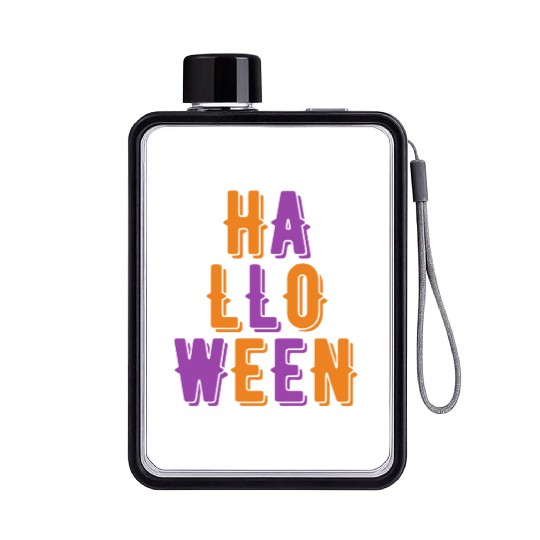 Retro Vintage Purple and Orange Halloween Stacked Flat Water Bottles