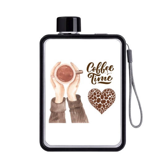 Coffee Time Flat Water Bottles