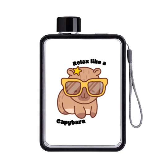 Chill Capybara Vibes Flat Water Bottles