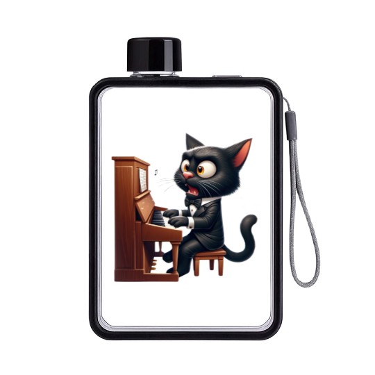 Piano Prodigy Cat Flat Water Bottles
