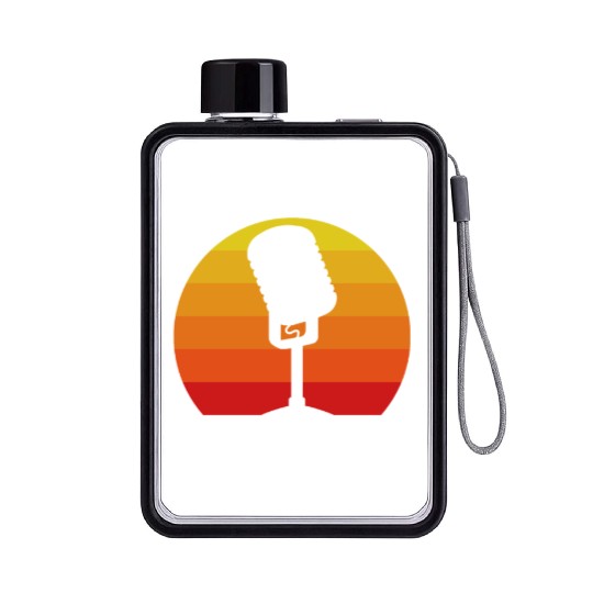 Retro Microphone Design For Music Lovers Flat Water Bottles