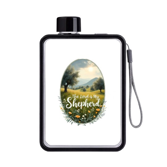 The Lord Is My Shepherd Peaceful Christian Artwork Flat Water Bottles