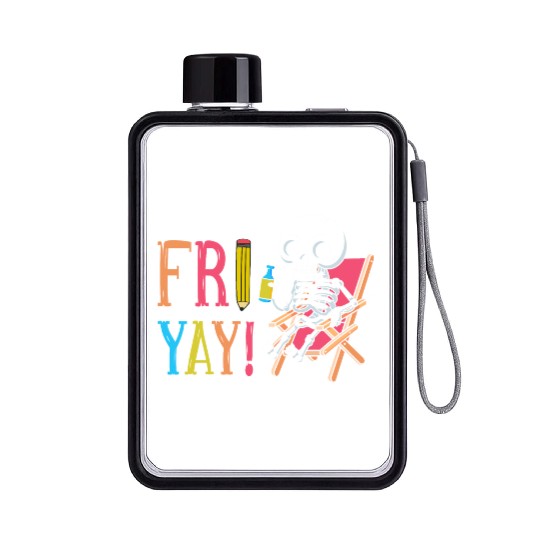 Happy Fri-Yay Friday Lovers Fun Teacher Flat Water Bottles
