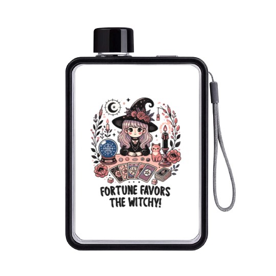 Fortune Favors the Witchy! Flat Water Bottles