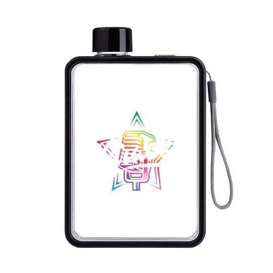 Colorful Karaoke Microphone Design Flat Water Bottles