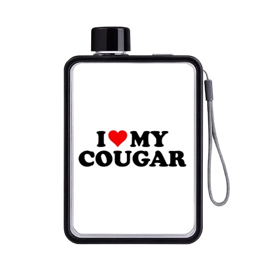 I Love Cougars Cougar Humor Valentine's Day 3WH1 Flat Water Bottles