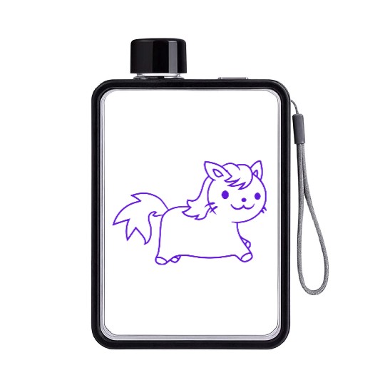 Little Pony Cat Face Little Small Horse Riding Fun Flat Water Bottles