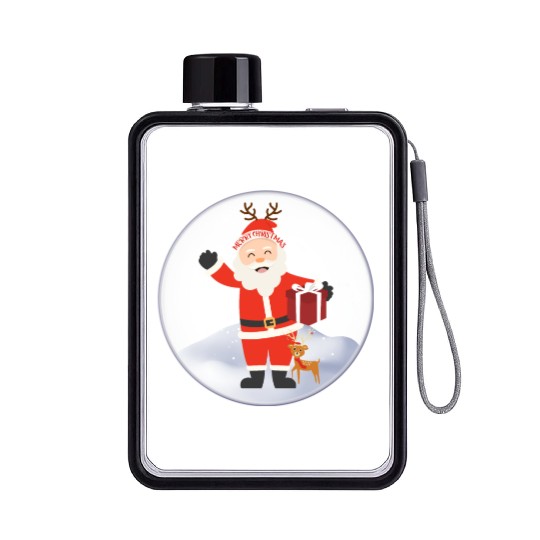 Santa’s Joy: Christmas Snow Globe Flat Water Bottles