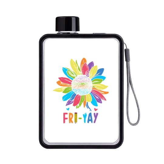 Happy Fri-Yay Friday Lovers Fun Teacher Flat Water Bottles