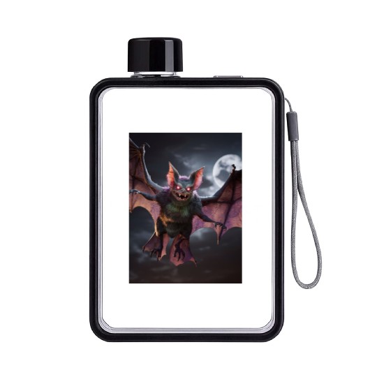 monster zombie bat glowing red eyes halloween Flat Water Bottles